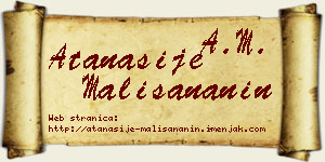 Atanasije Mališananin vizit kartica